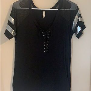 Fun black lace up top!